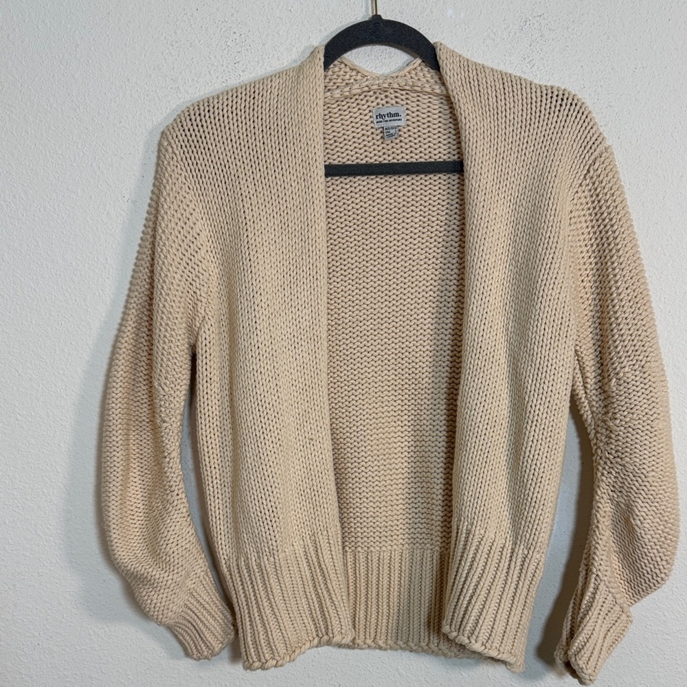 Rhythm made for adventure cotton blend heavy knitted Tan Cardigan size large